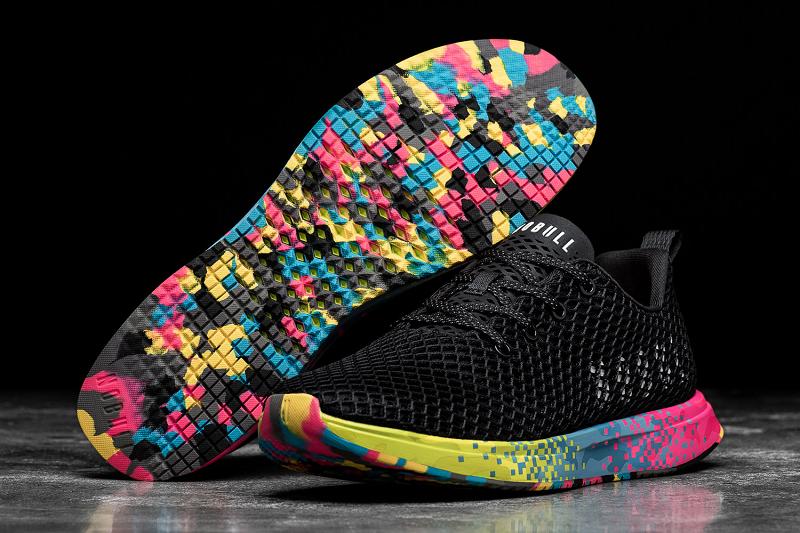 Black Nobull Neon Glitch Mesh Runner Men's Running Shoes | CA O1159K